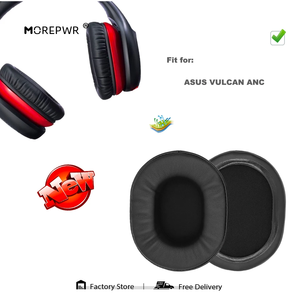 

Morepwr Replacement Ear Pads for ASUS VULCAN ANC Gaming Stereo Headset Parts Leather Cushion Velvet Earmuff Earphone Sleeve