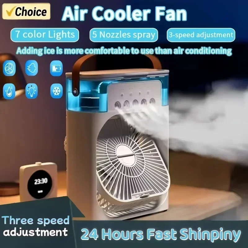 Mini Air Cooler LED Night Light Portable Humidifier 3-in-1 Fan Air Conditioner Home Air Conditioning Fan Office Home Fan