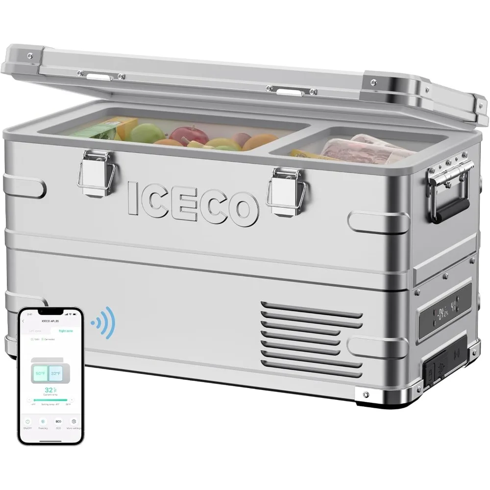 12 Volt Car Refrigerator, 37 Quart (30 Liter) Light Duty Aluminum 12v Portable Fridge Freezer