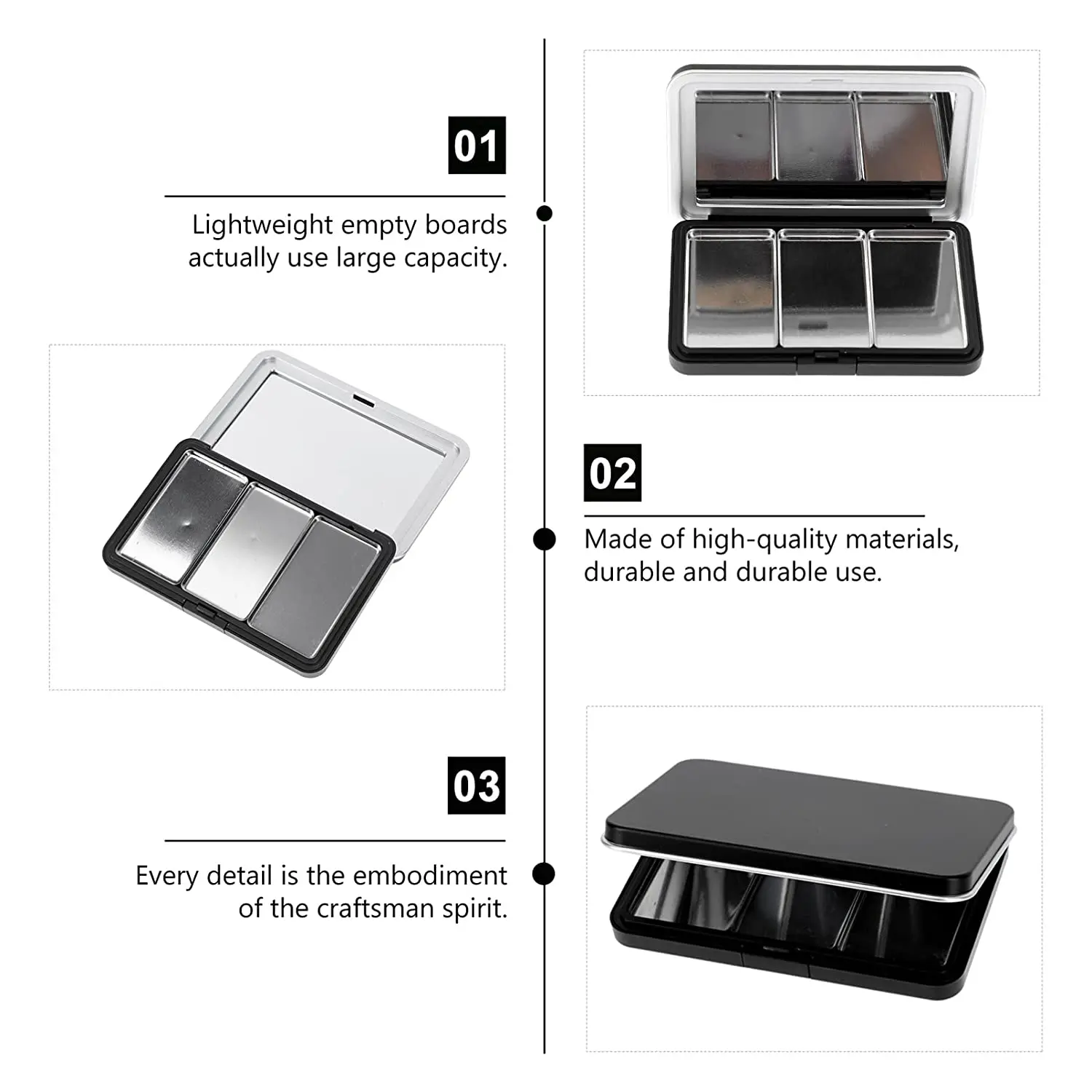 5Pcs Empty Matte Black Magnetic Eyeshadow Blush Palette Pan Make Up Container Storage Tray   for DIY Cosmetics Supplies