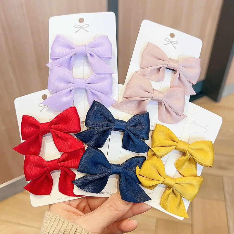 

2pcs/set Simplicity Fabric Bow Hair Clip for Kids Fashion Duckbill Hairpin Fashion Girl Side Clip Hair Clip Hair accessories