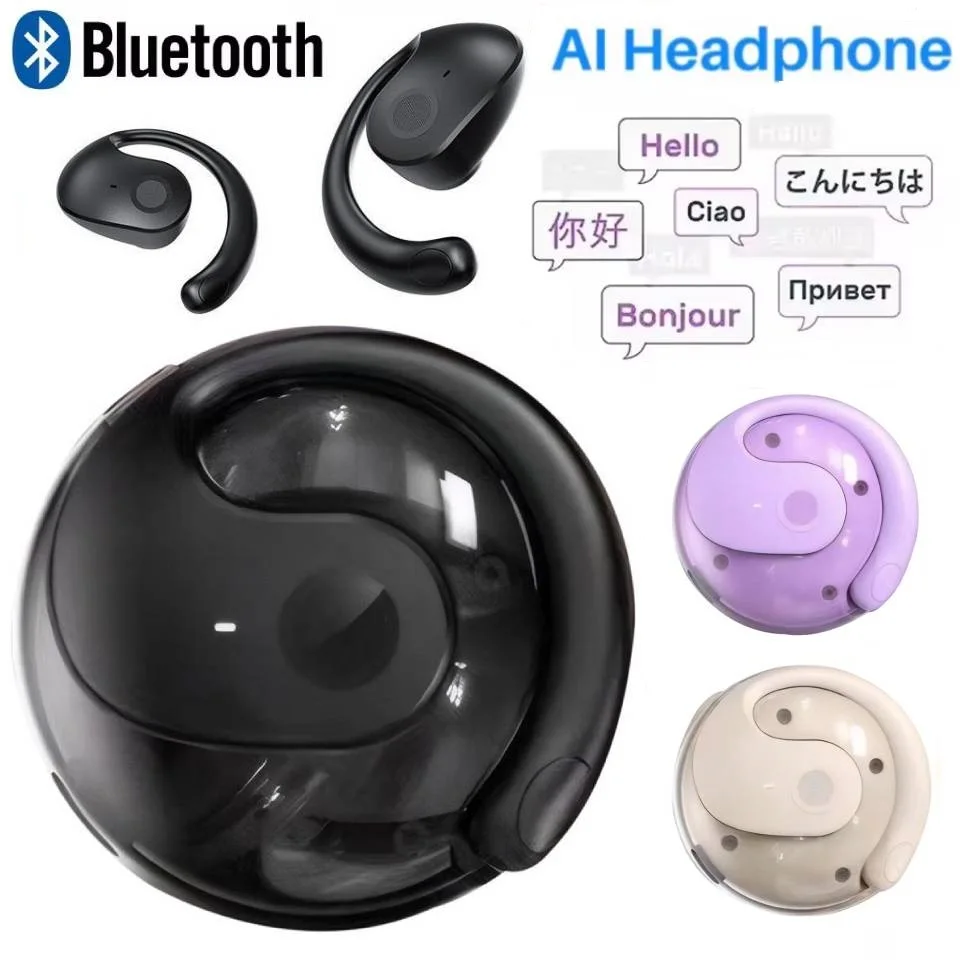 Wireless Bluetooth AI Real-time Language Translation Earphone 144 Languages Smart Voice Translator Headphone for Travel Business
