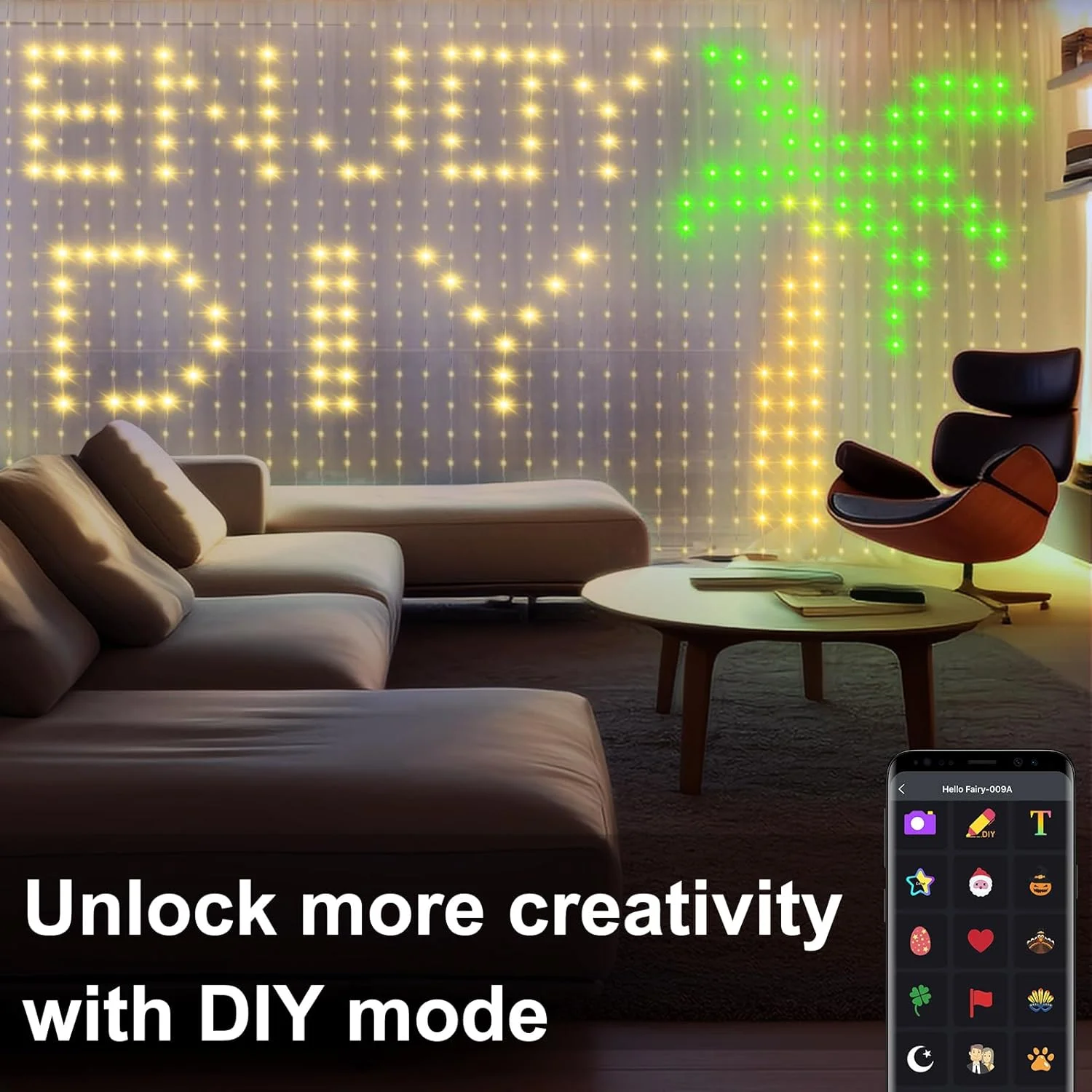 

Christmas Party Lights USB Smart Curtain String Light WS2812B 400Led String DIY Picture Text Music Syn Led Display Party Decor