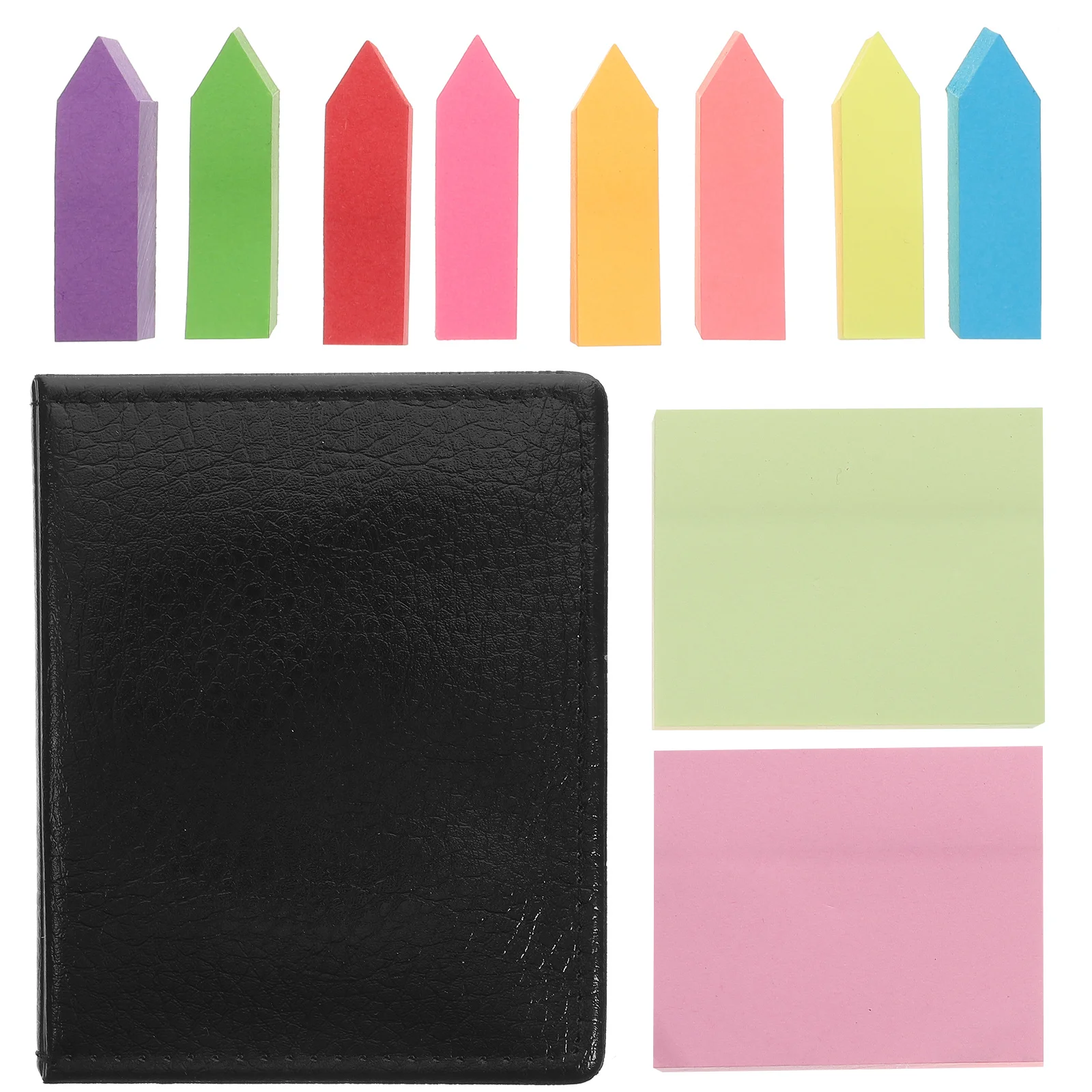 1 Set Memo Notepad With Pu Box Compact Portable Self-Stick Notes For Office School Page Markers Index Label Tabs
