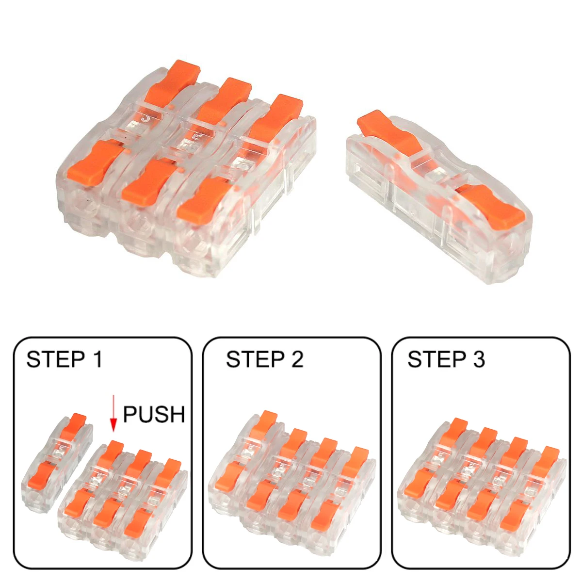 10/20/50pcs Lever Wire Connectors - Quick Connect, Compact, for 28-12 AWG, 1in 1 Out, Copper Contact,with Easy Installation