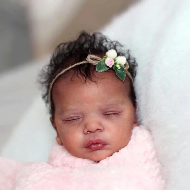 19 Inch Dark Skin Unpainted Reborn Doll Kit Romy Unfinished Vinyl Newborn Doll Parts With Cloth Body