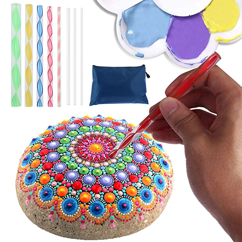 Mandala Dotting Tools Kit Complete Mandala Rock Painting Tools Kit Portable Rock Stencils Dotting Tools Kit for Painting view 6