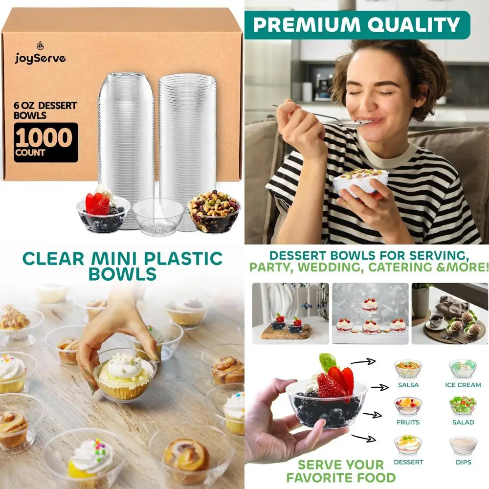 

Одноразовые пластиковые мини-чаши, оптовый кейс по 1000, 6 унций, твердый пластик премиум-класса, идеально подходит для десертов, сервизов, свадеб, общественного питания.