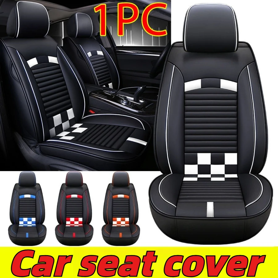 

1PC Car Seat Cover Universal Full Set Black with Orange & White Checkered Design Auto Seat Protectors for Cars SUVs