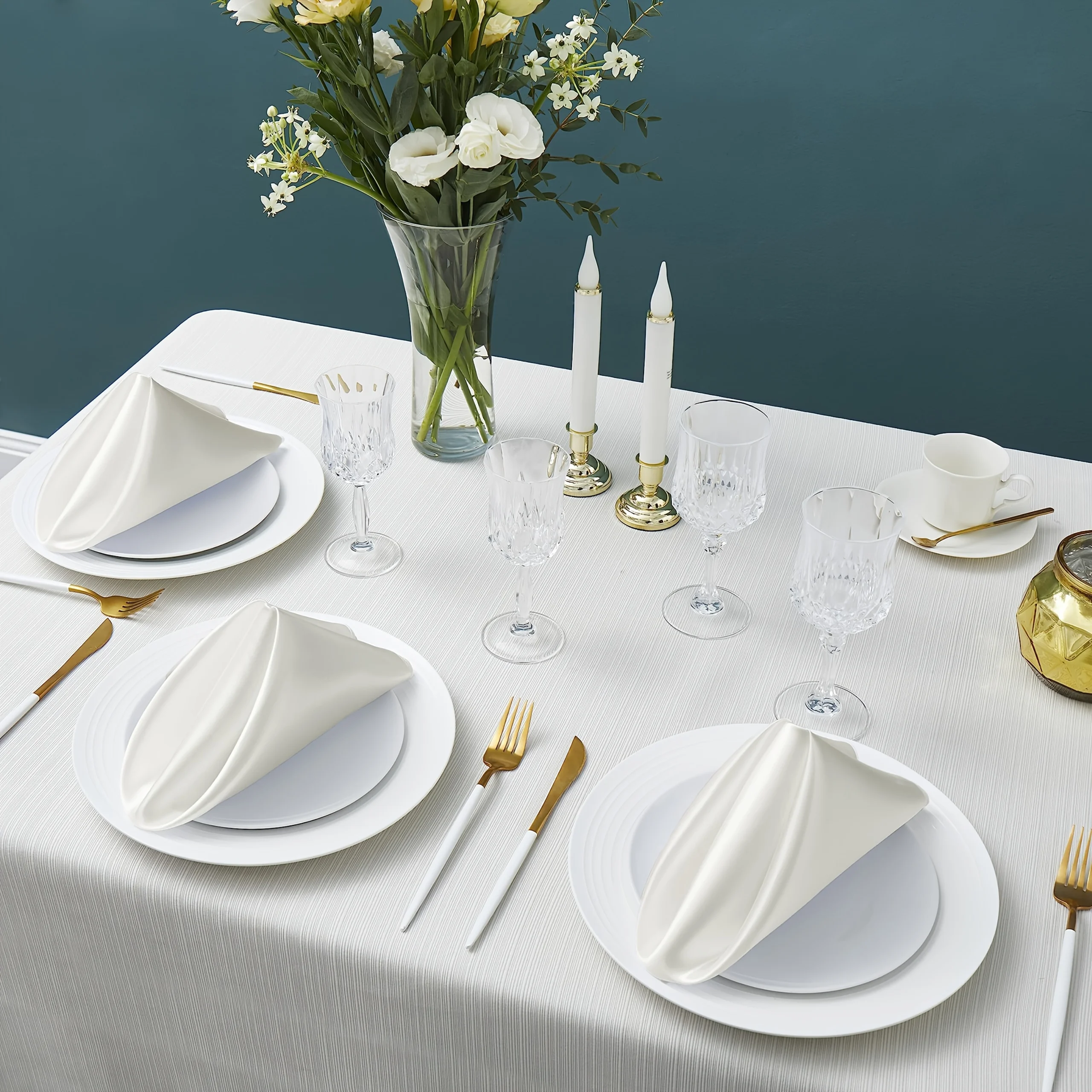 VIKAMA 15 Colors Satin Cloth Napkins 10pcs Soft Washable Shiny Square Dinner Napkins for Wedding Party Table Decor