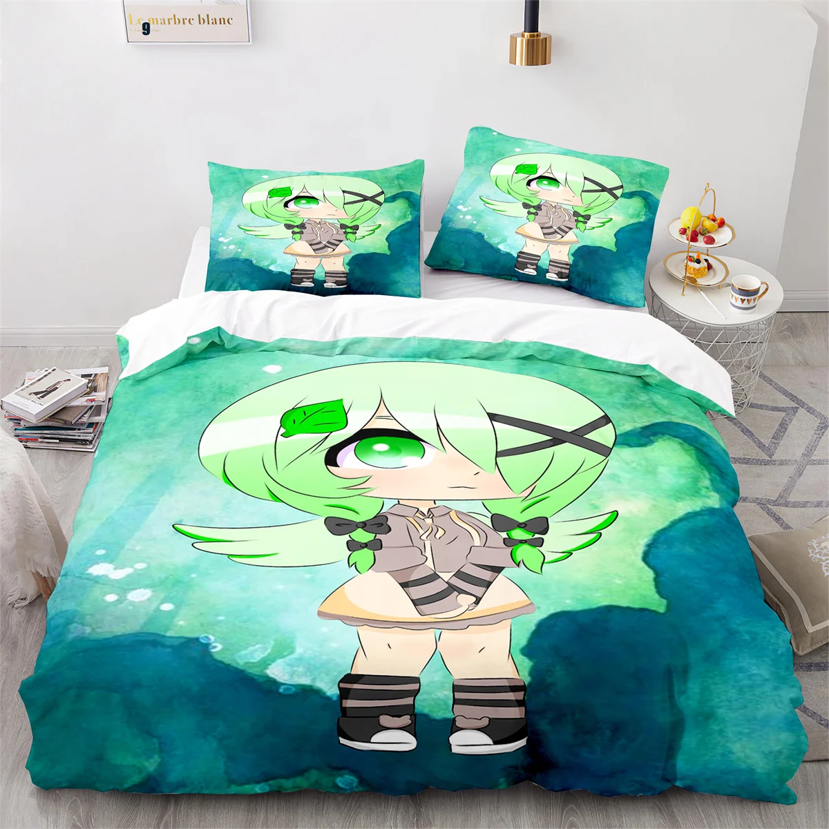 3D Printed Anime Gacha Life Duvet Cover Set With Pillow Covers Polyester Teens Kids Bedding Set Full Queen King Size Bed Linen 6