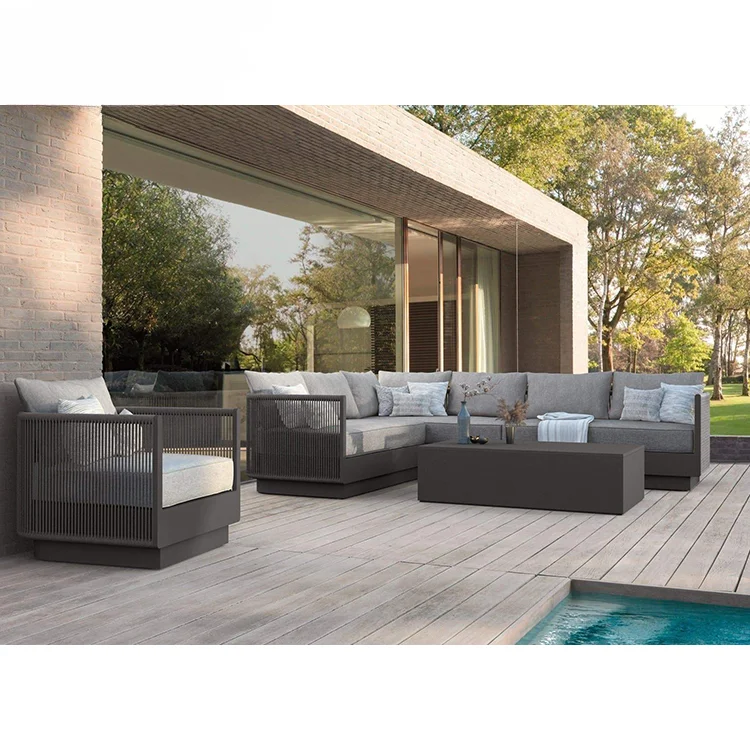 L Shaped Garden Sofa Set Wicker Outdoor Rattan Furniture Outdoor Sofa