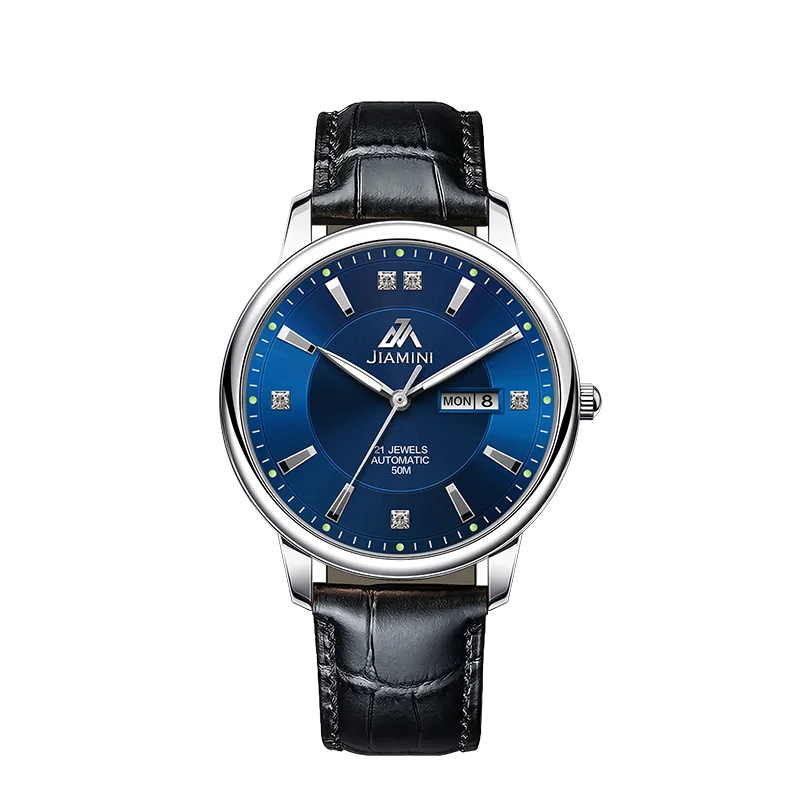 

mens automatic business ultra thin mechanical dual calendar watch luminous 30m waterproof 316 stainless steel strap 42mm watch