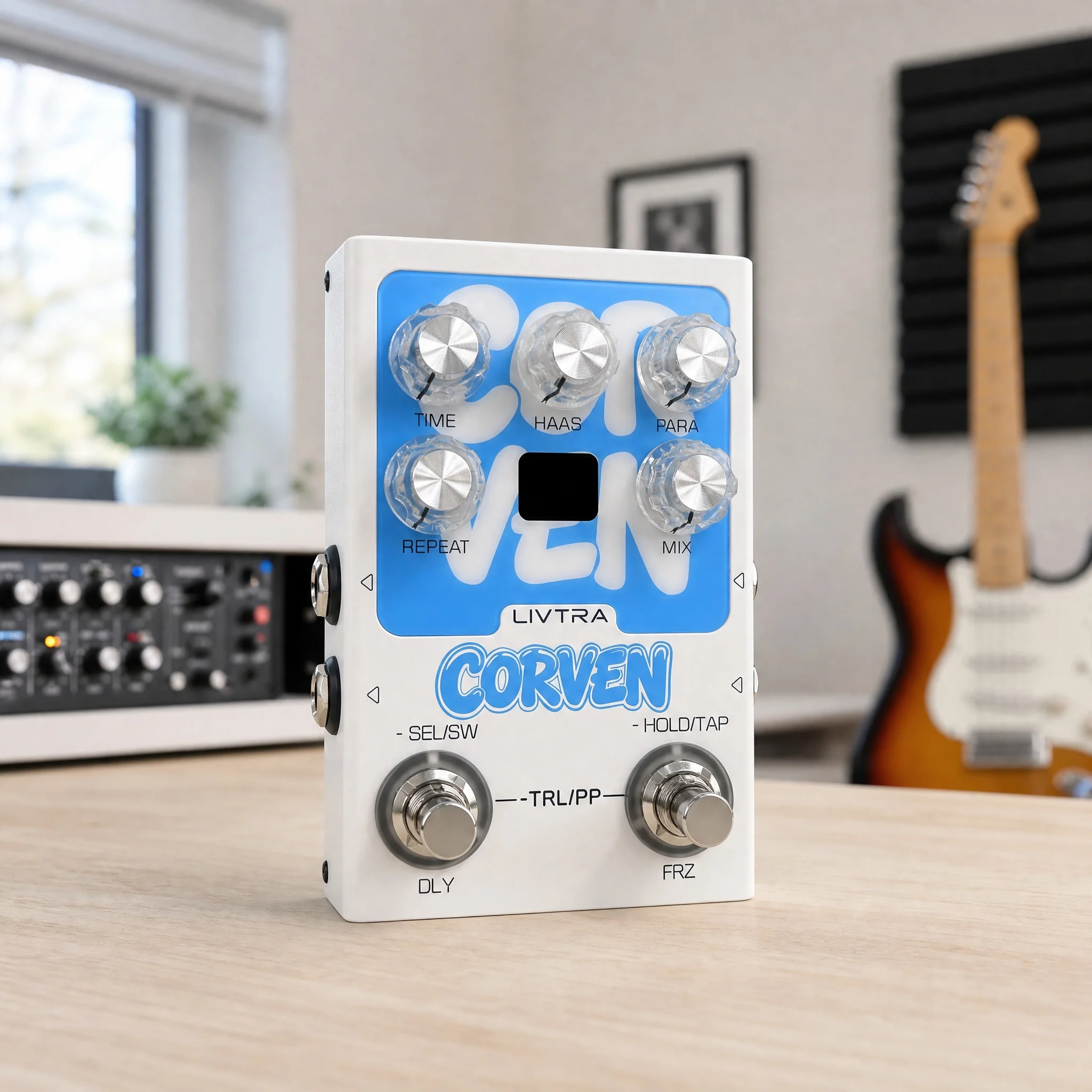 Pedal de Retardo Estéreo LIVTRA CORVEN de 9 Modos, Entrada/Salida Estéreo Real, Tap Tempo, Freeze Hold, Grabación USB para Guitarra Eléctrica