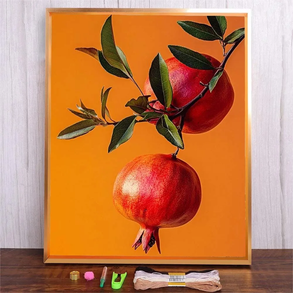 

Pomegranate For Teenager Embroidery Kit With Cotton Thread Full Printed Cloth Needlework Cross Stitch DIY Gift For Student
