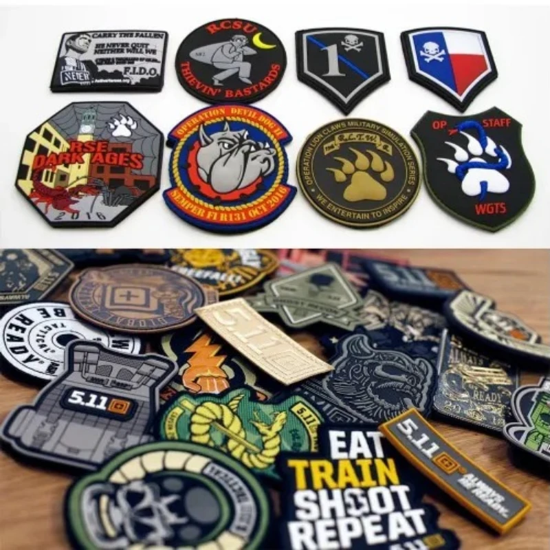 Custom Embossed PVC Patch Logo Soft Rubber Hook Loop Patches Iron-on LOGO Sew-On Badge