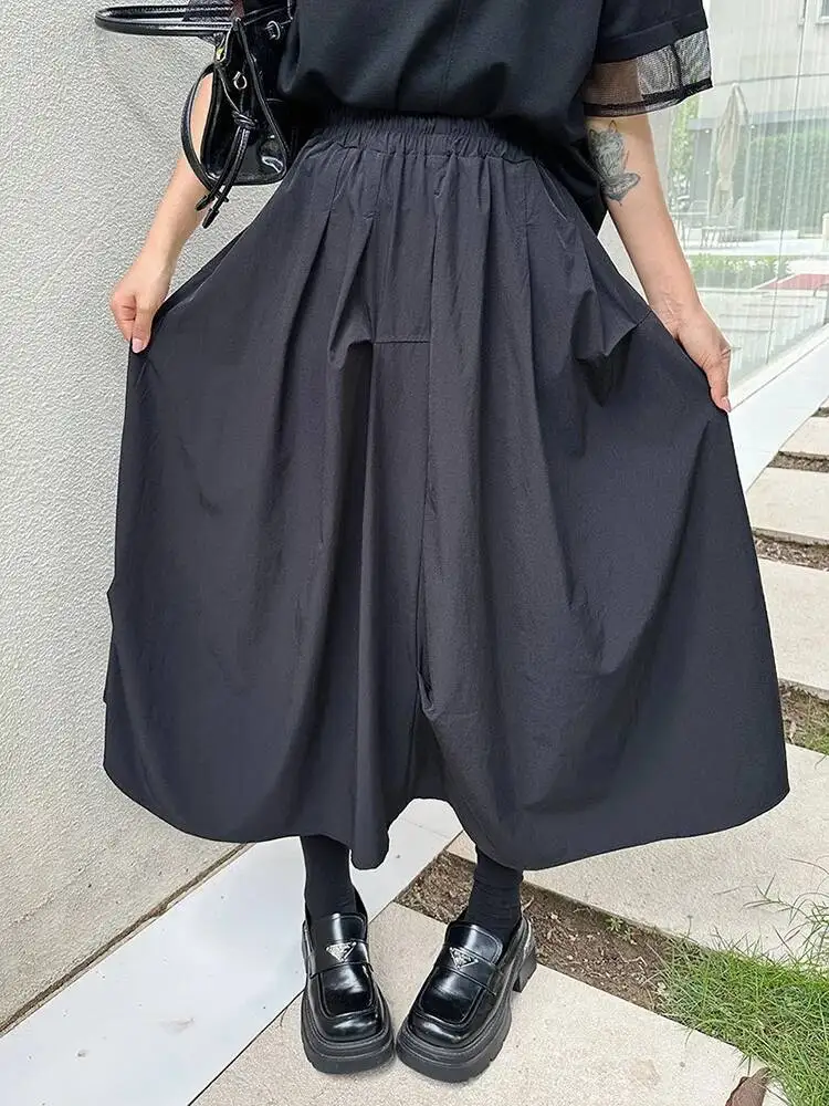 

Черная плиссированная юбка трапециевидной формы с высокой эластичной резинкой на талии, женская модная новинка весны и осени