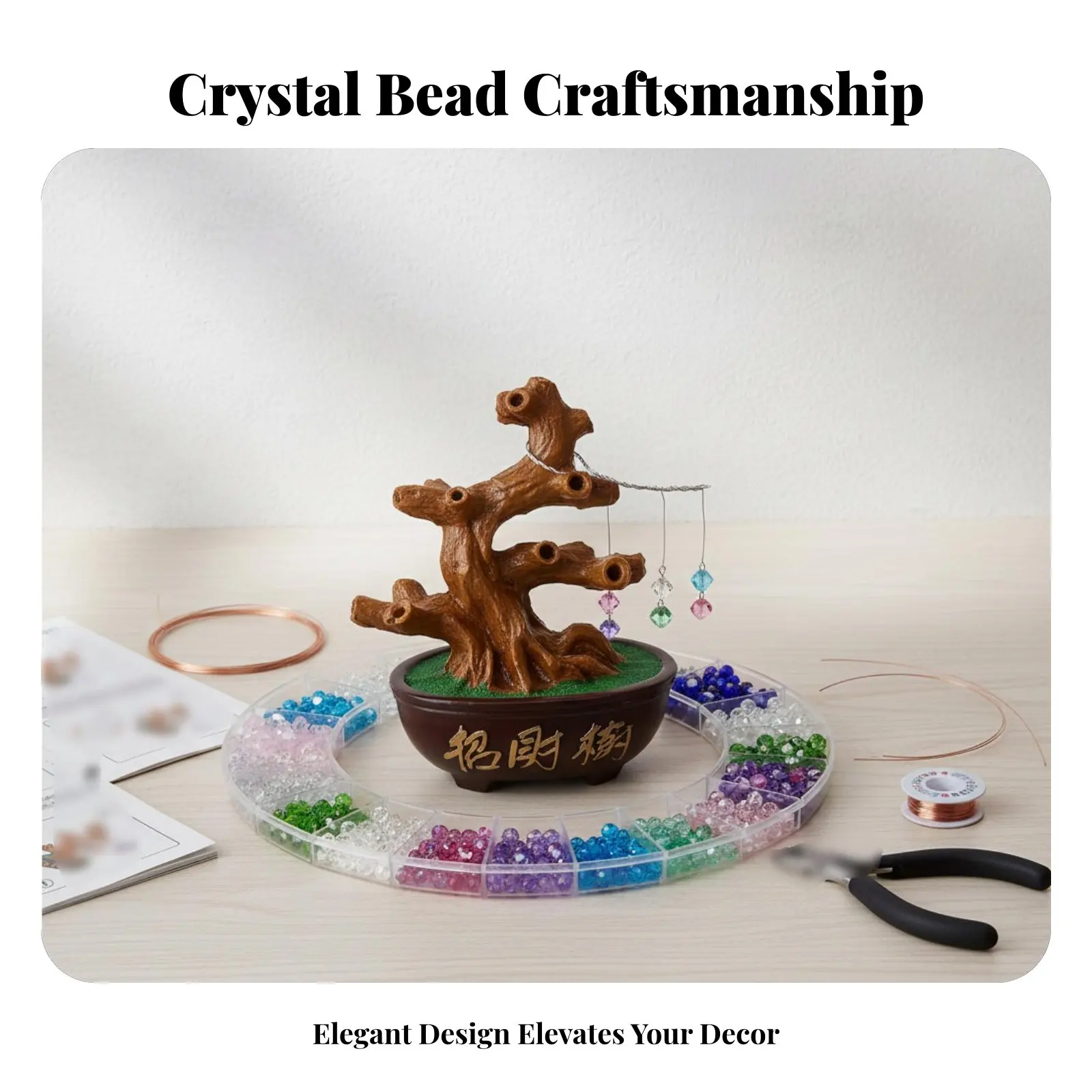 

Денежное дерево из смолы, декоративное изделие ручной работы с кристаллами и бусинами, декоративная скульптура