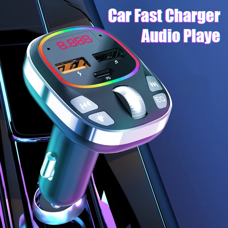 

Car Charger Wireless Bluetooth 5.0 FM Audio Receiver Handsfree Calling Car Kit Charger MP3 Music Adapter PD Type C Dual USB Port
