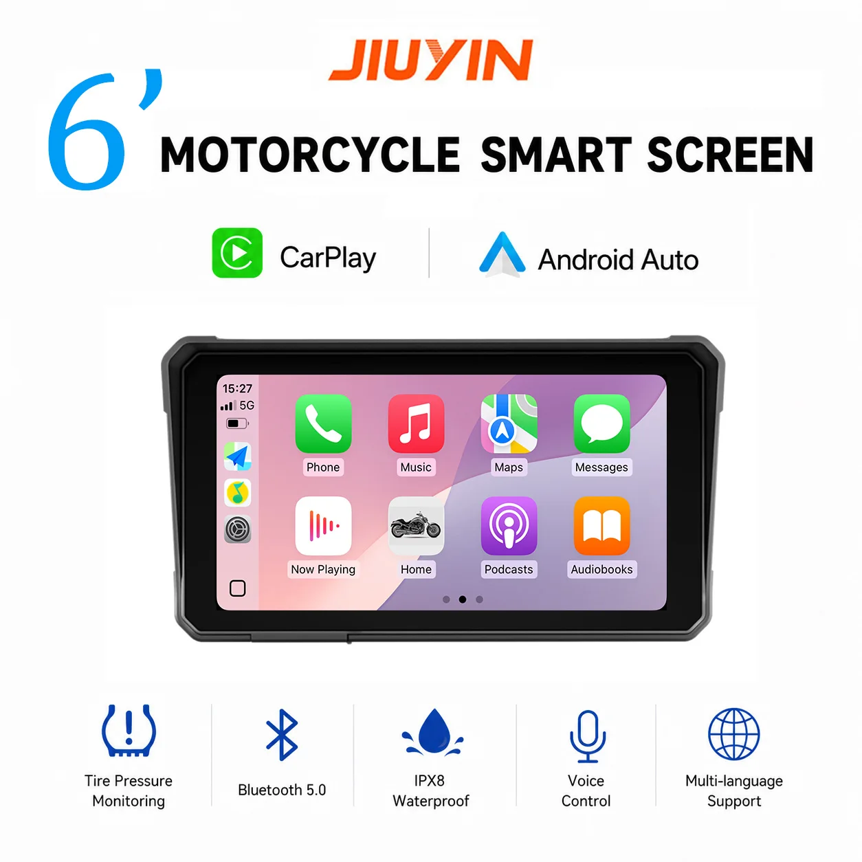 6-Zoll IPX8 Carplay Motorrad DVR Navigation GPS Wireless CarPlay Android Auto Airplay Display Tragbarer Moto-Monitor