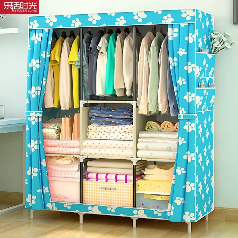 Simple Wardrobe, Fabric Cloth Wardrobe, Assembled Steel Pipe, Reinforced Steel Frame, Simple Storage Cabinet