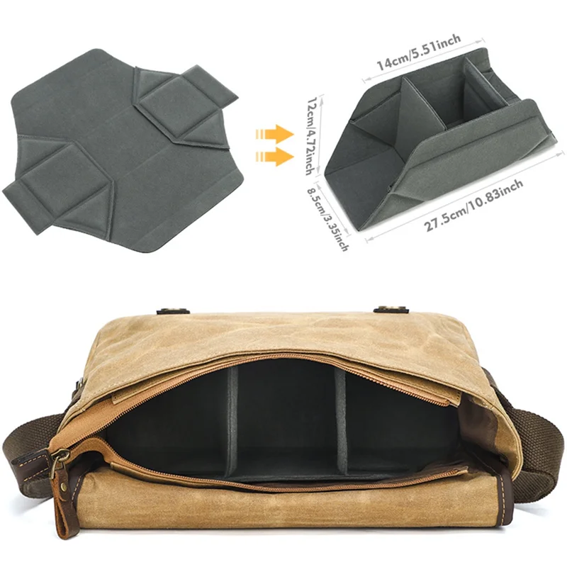 Abqr lona casual lente saco interno dslr fotografia ombro crossbody saco de armazenamento da câmera digital ao ar livre dos homens