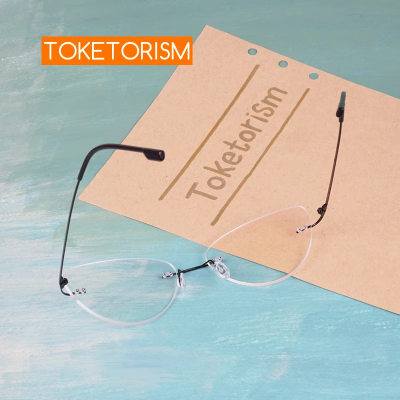 Toketorism Ultralight Rimless Titanium Alloy Women's Glasses Cat Eye Optical Eyeglasses 01