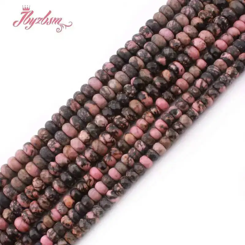 

Natural Multicolor Rhodonite Rondelle Stone Beads For DIY Necklace Jewelry Making Strand 15 Inches DIY Loose Beads 3x6mm/4x8mm