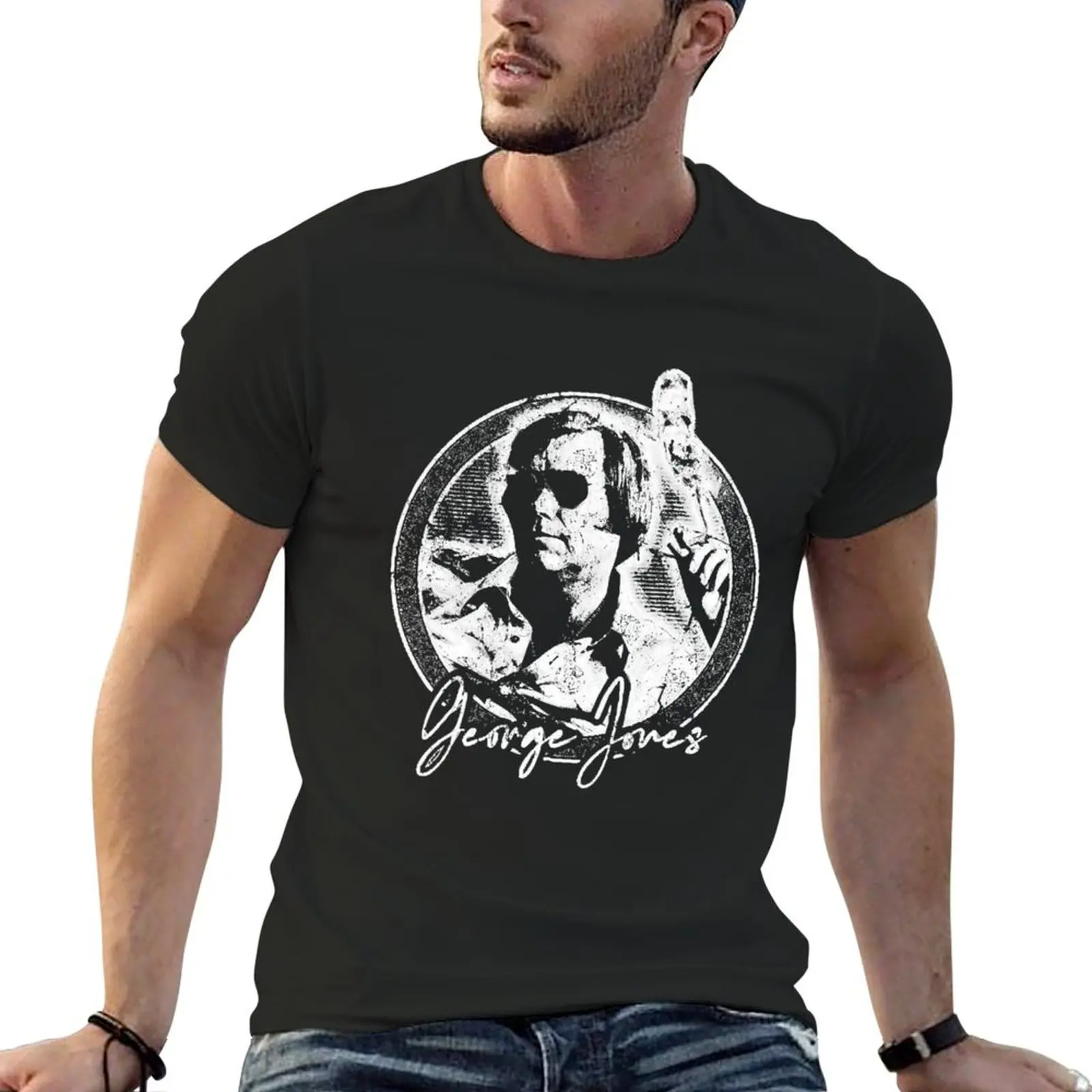 George Jones Retro Style Fan Design T-Shirt custom shirt customs design your own boys whites men workout shirt