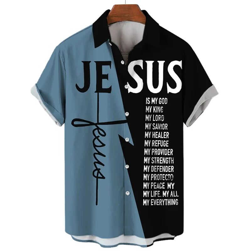 

God Jesus 3D Printed Casual Shirts For Men Clothes Fashion Knights Templar Graphic Blouses Streetwear Lapel Blouse Short Sleeve