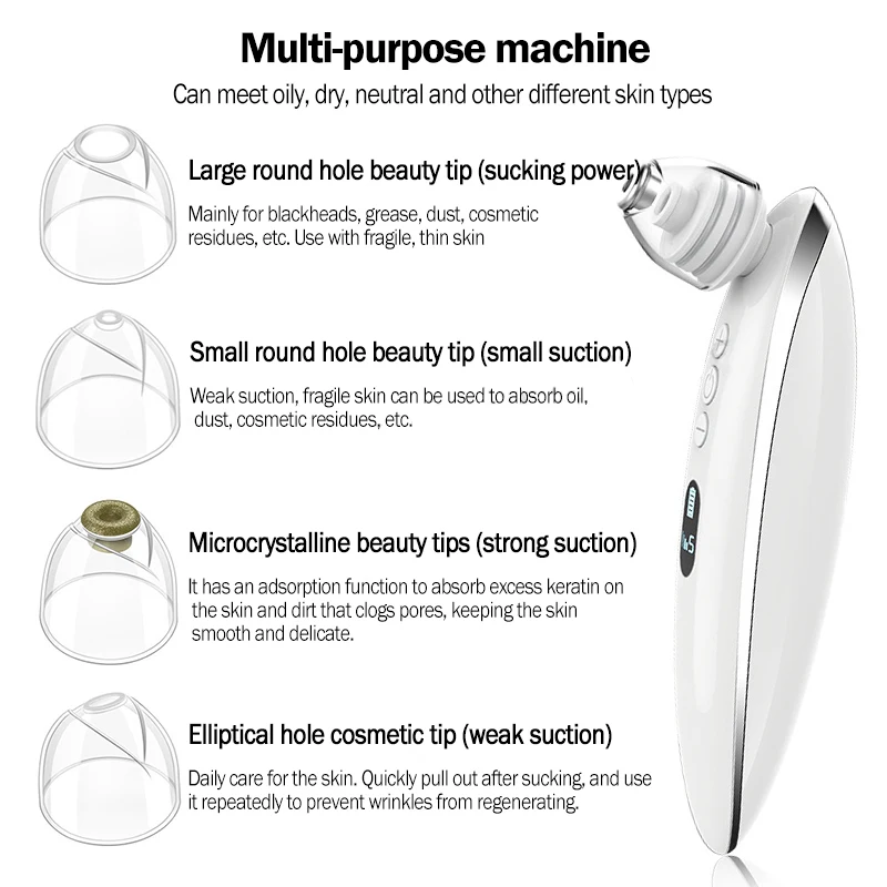 Elettrico per la rimozione dei punti neri Acne del viso Aspirapolvere Pore Adsorber Pulizia profonda dei pori Ricaricabile Strumento di bellezza per la cura della pelle