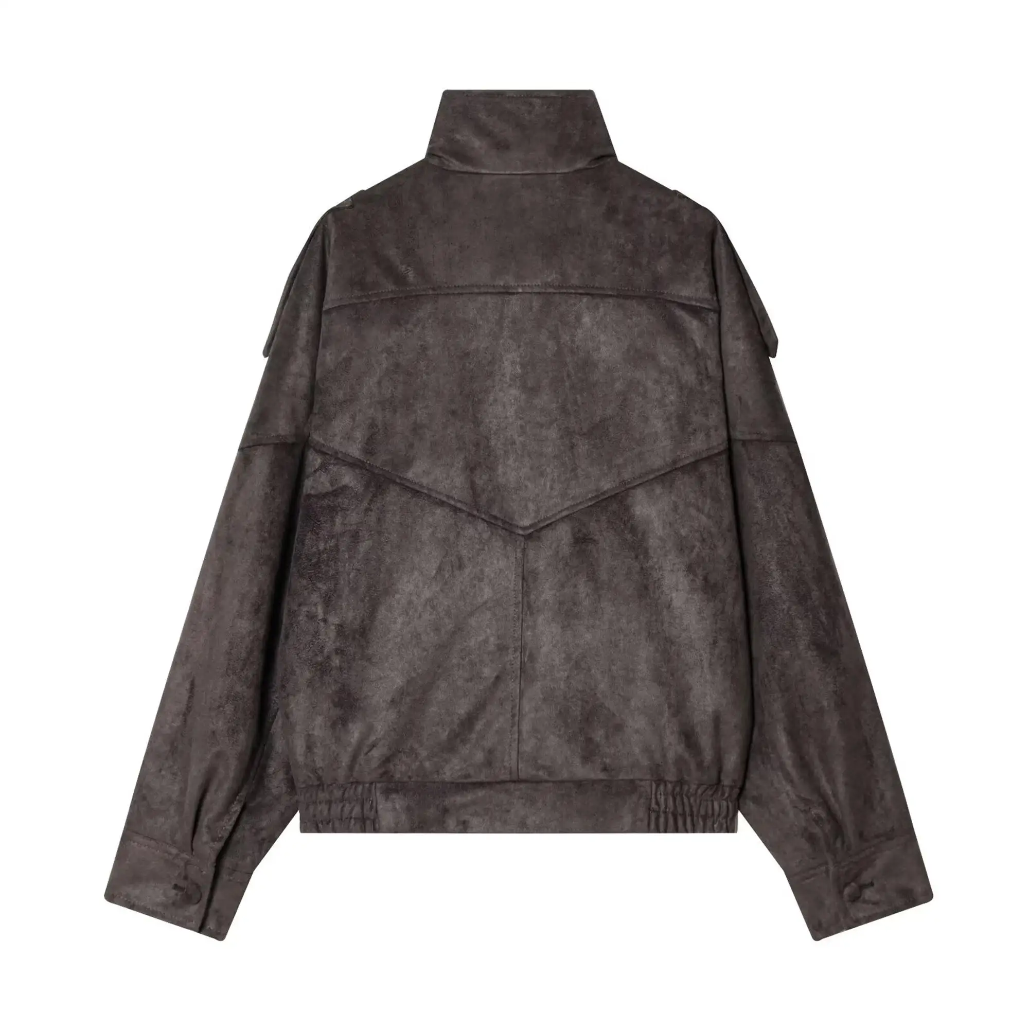 TFMLN Frühling Neue Damen Wildlederjacke Mode Hochkragen Langarm Lässige Weite Jacke Mäntel Weibliche Schicke Streetwear – Detail 3