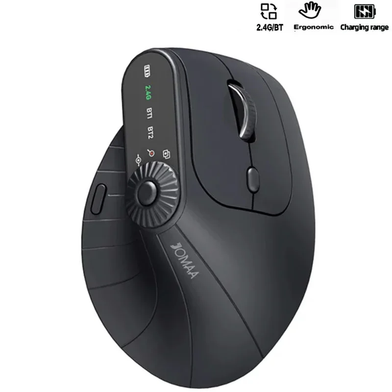 Vertical Wireless Mouse 2.4G and Bluetooth Double Mode With Function Adjustment Kno Rechargeable Wireless Mouse for PC Tablet