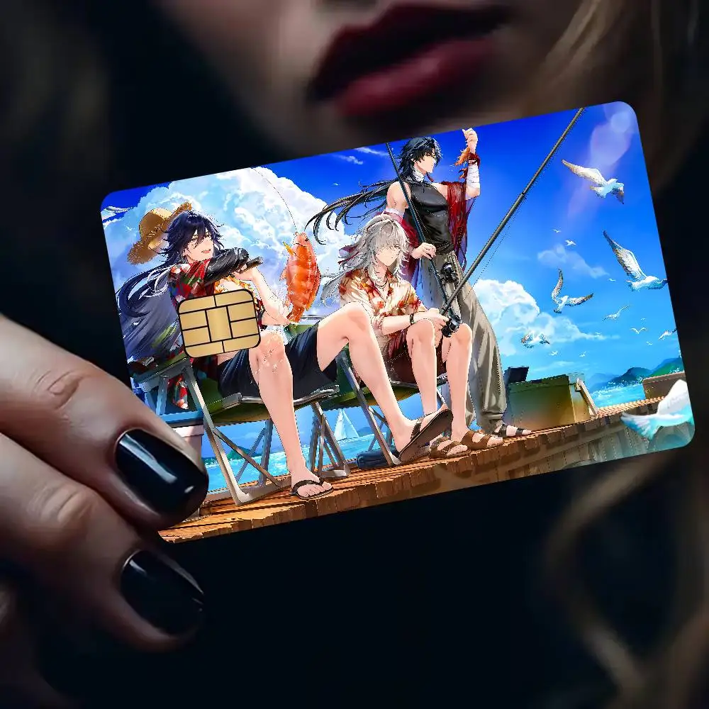 Honkai Star Rail game Anime Spend or Save Funny Shell On Off Ultra Thin No Fade Sticker Skin Cover Film for Debit Credit Card
