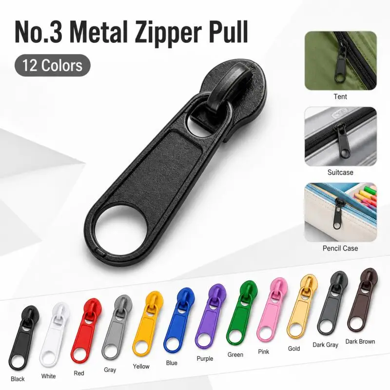 1~100 Stück 3 # Metall-Reißverschlussgriff, Reißverschlussschieber geeignet für Taschen- und Fächerverschlüsse, Reißverschluss-Sperre, Reparatur-Set, DIY-Nähzubehör – Detail 1