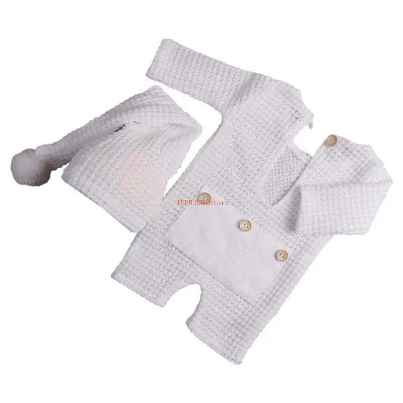 U50F طقم رومبير لحديثي الولادة بدلة أطفال مع طقم قبعات لحديثي الولادة جلسة تصوير مثالية لمعمودية الأطفال والحفلات