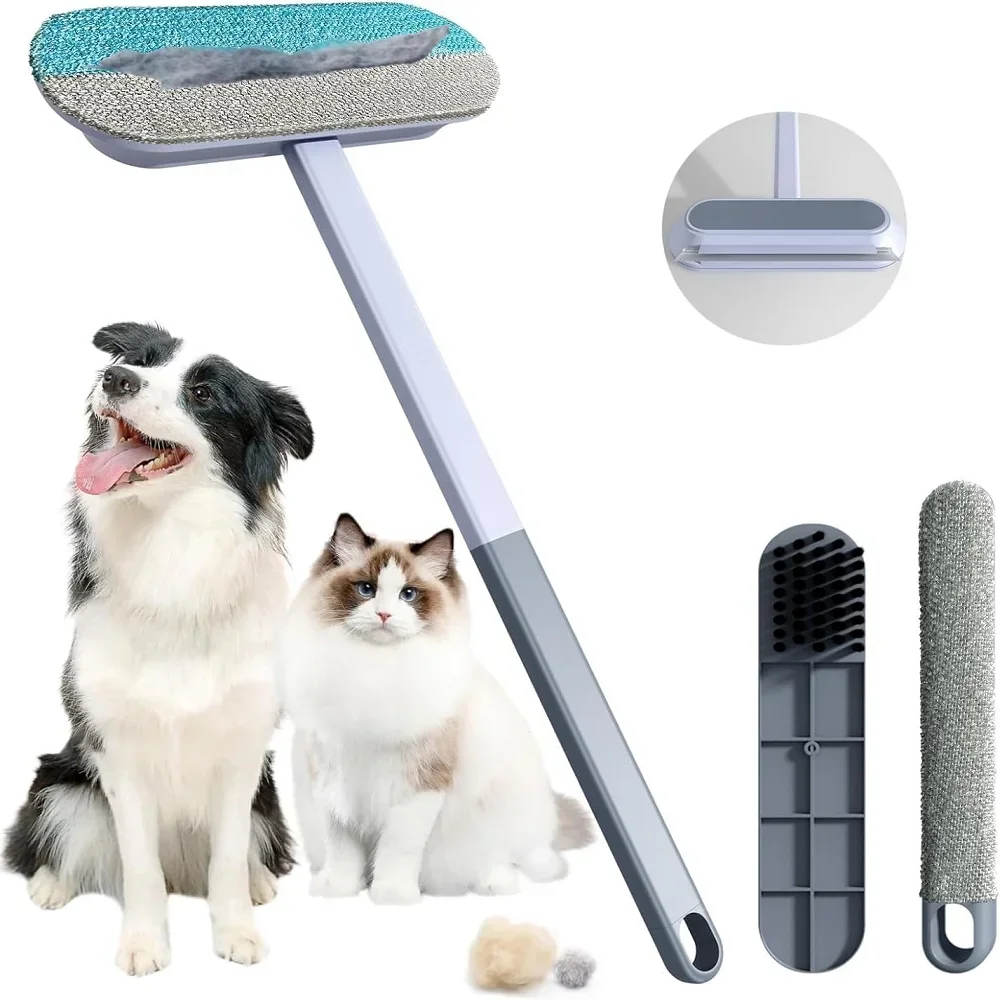 

4 in 1 Multifunctional Pet Hair Remover Brush with Long Handle – Window Cleaning & Pet Fur Removal Tool for Cats and Dogs ﻿