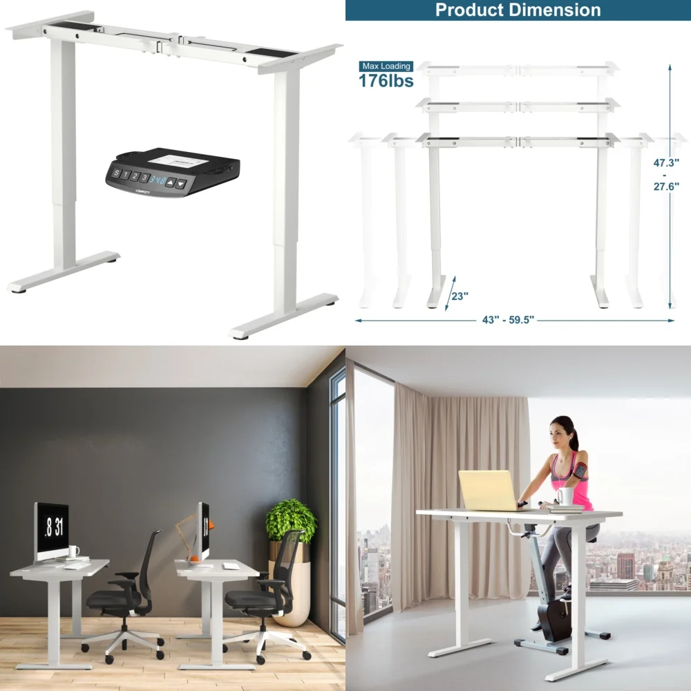 

Computer DesksElectric Height Adjustable Desk Frame Dual Motor with Controller White