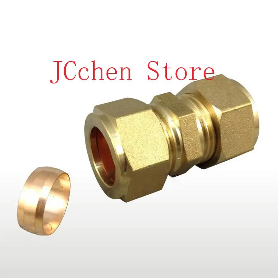 

Fit 42mm Tube OD Brass Compression Union Fitting With Copper Ferrule Ring Water Gas Oil