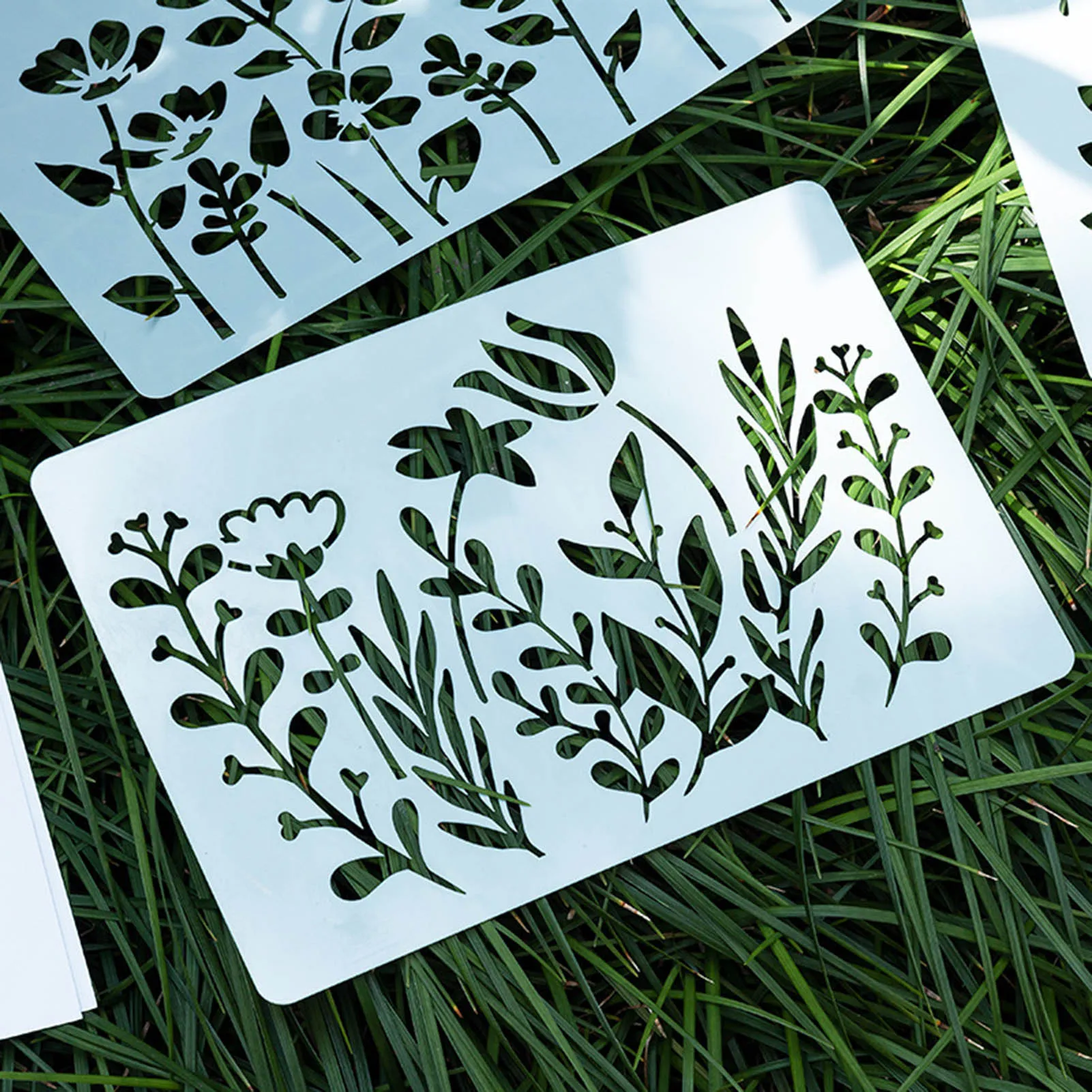 8PCS DIY Plant Fast Draw Stencil Reusable PET Material Art Paint Stencil for Adults Kids Furniture Walls