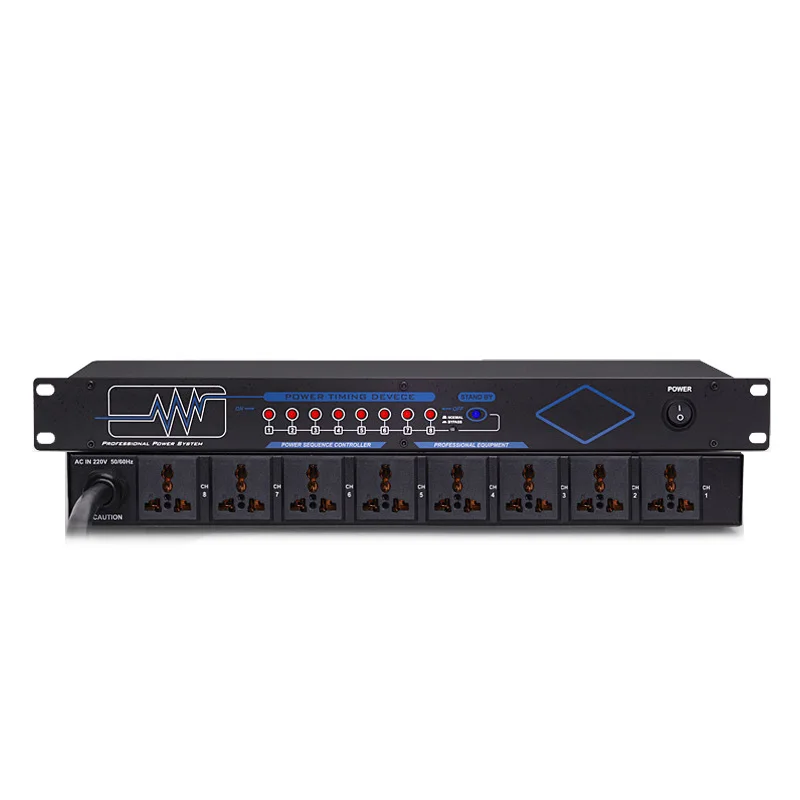 Stage Power Sequencer Household 8-channel Power Sequence Controller Without Display Screen Timer Audio Equipment