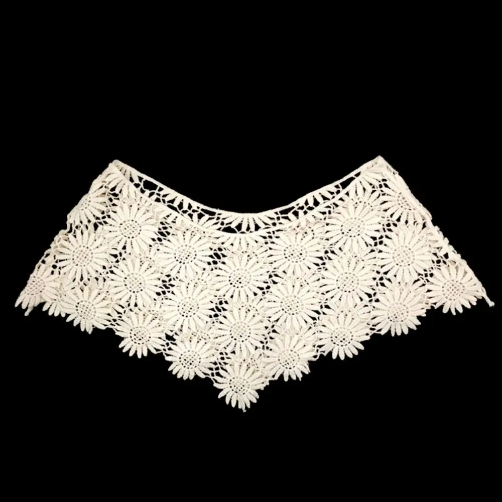 Creative False Crochet Collar Tulle Lace Boho Chic Hollow Out Vest Layered Look Embroidered Trim Fake Collar Garment Accessories