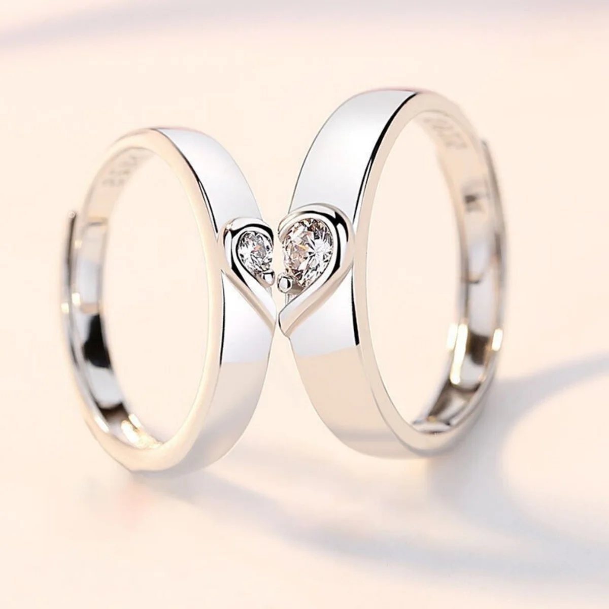 2 Teile/satz Luxus Zirkon Passenden Herz Paar Ringe Für Frauen Männer Klassische Romantische Liebe Herz Finger Ring Hochzeit Schmuck