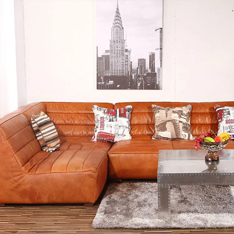 

Latest Design Modern Corner Sectional Sofa Home Living Room Furniture Full Genuine Leather Sofa Set
