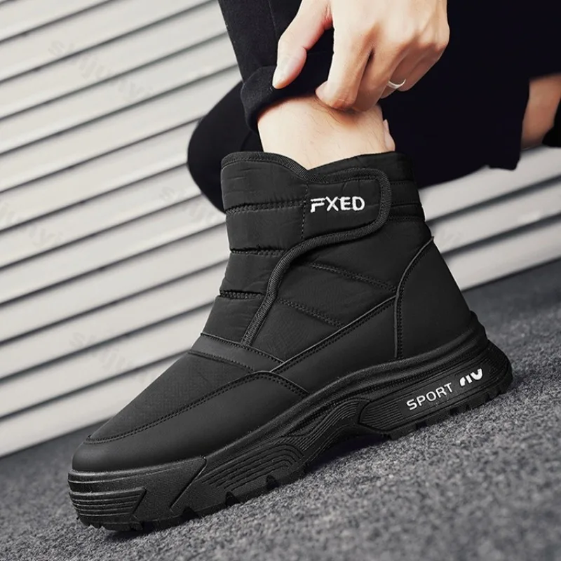 2025 Winter New Men's High Top Thick Soled Casual Snow Boots Warm Comforatble Fashion Versatile Plush Cotton Chunky Short Boots view 5