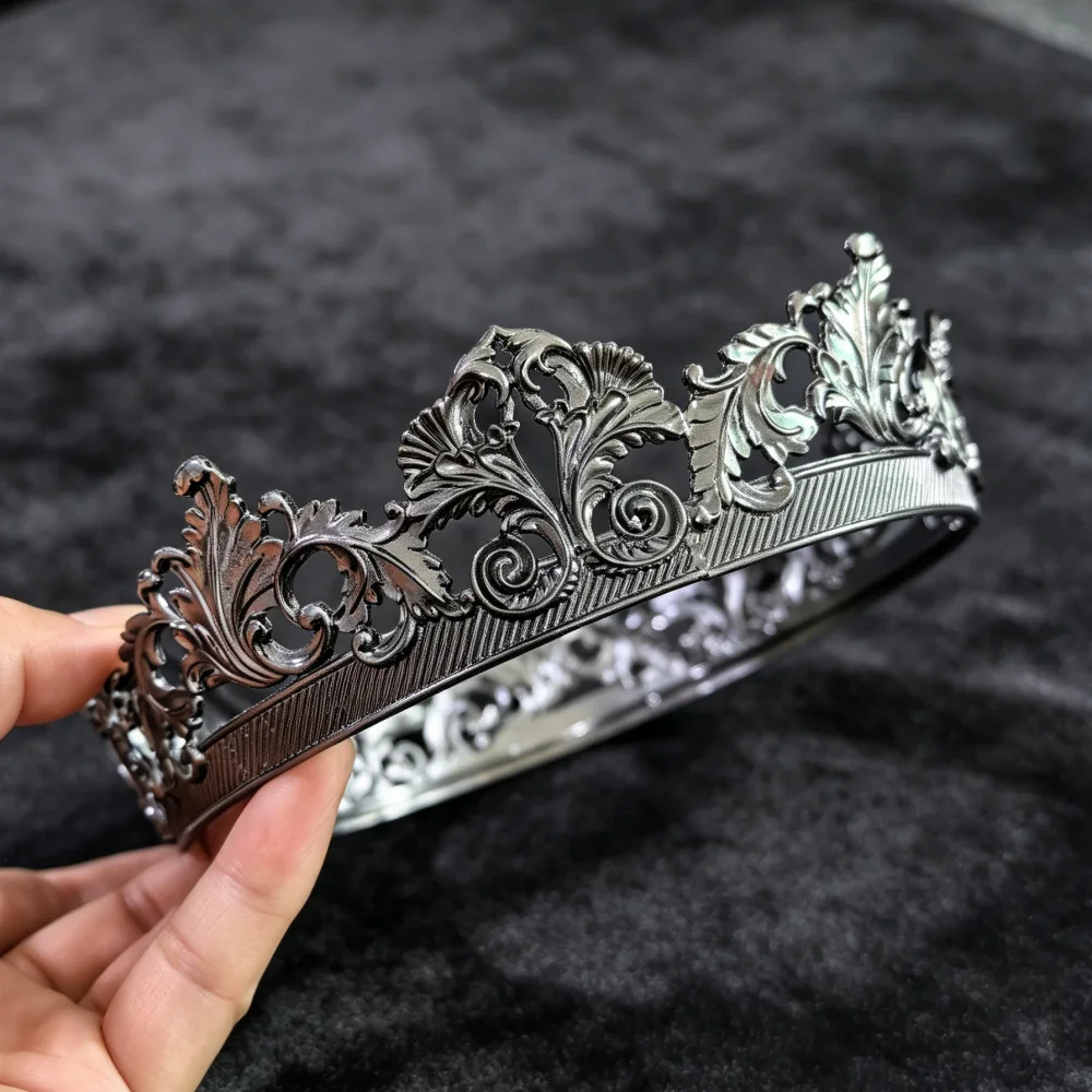 Baroque Full Round Crown Vintage Hollow Royal Tiara Matte Golden King Headpiece for Wedding Pageant Party Costume Accessories image 5