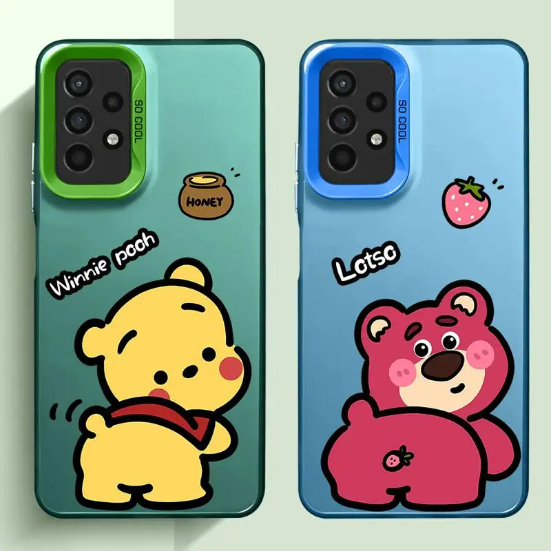 Disney Winnie The Pooh etui do Samsung Galaxy A54 A14 A52 A12 A53 A34 A71 A13 A50 A32 A21s A23 A51 kolorowe srebrne etui na telefon