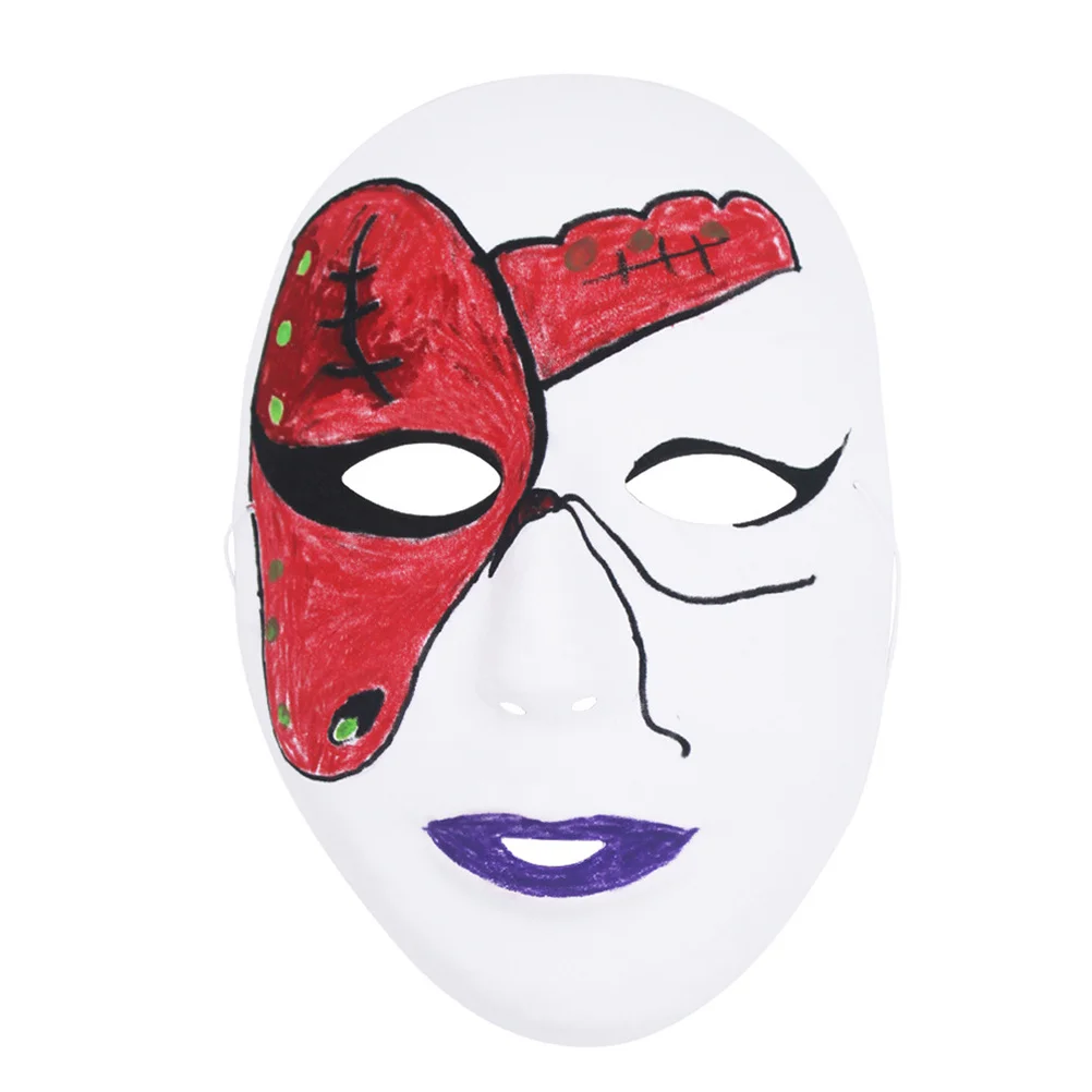 12 قطعة الأبيض كامل الوجه الذكور هالوين أقنعة فارغة دهان داي شبح الهيب هوب الرقص حفلة تنكرية زي قناع أبيض #3