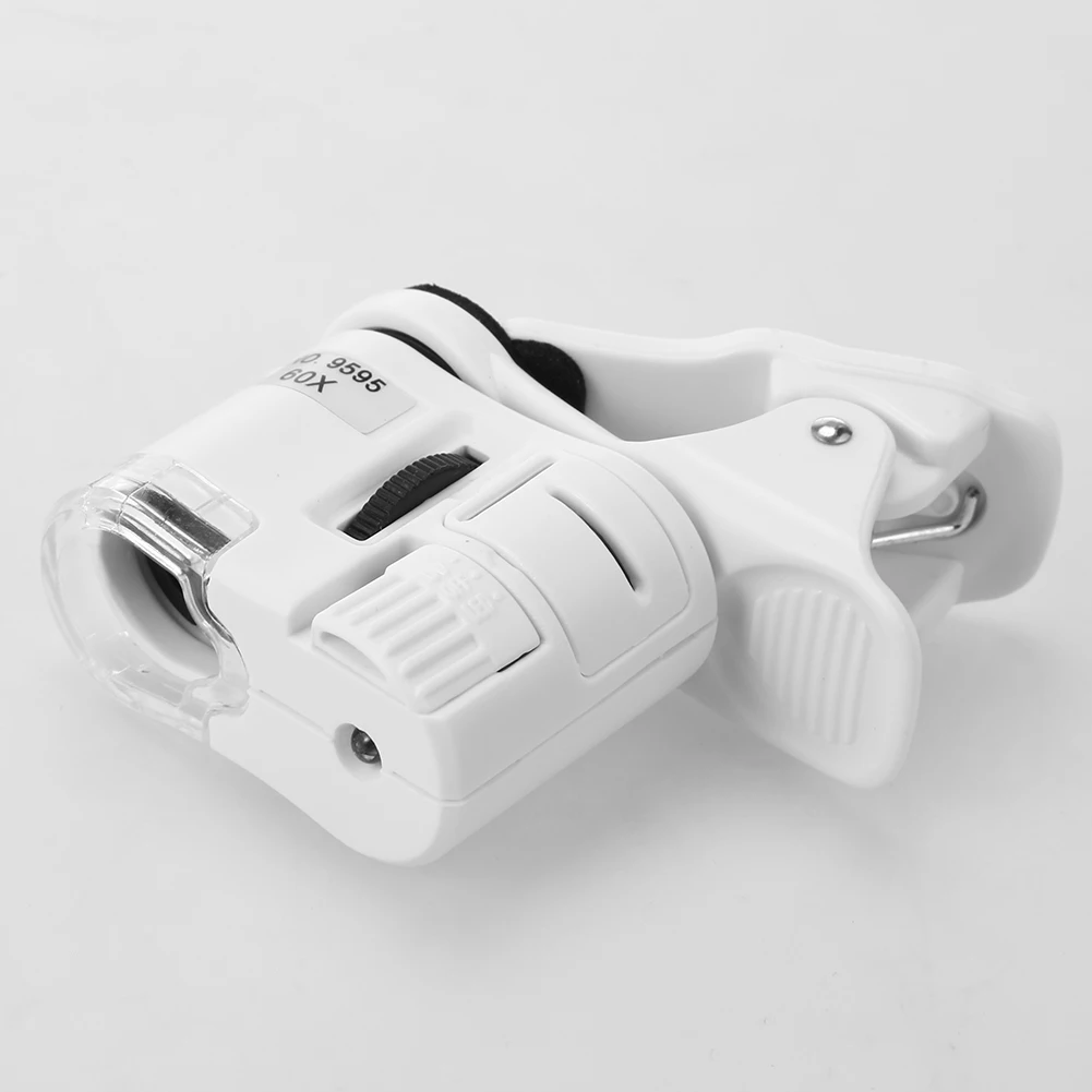 ユニバーサル 60X 電話顕微鏡 LED ライト付き ABS 電話ミニポケット顕微鏡ポータブル子供大人用モバイルスマートフォン
