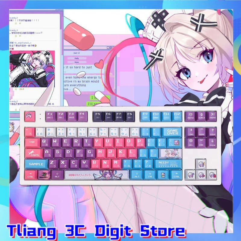 

Anchor girl heavy dependence theme keycap mechanical keyboard Cherry ASA PBT custom keycap PC gaming keyboard anime cute gift